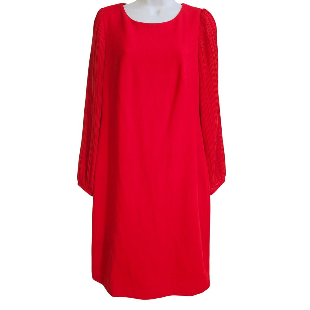 Donna Ricco Red Sheath Dress Size‎ 8 Long Sleeve Holidays Mature Professional